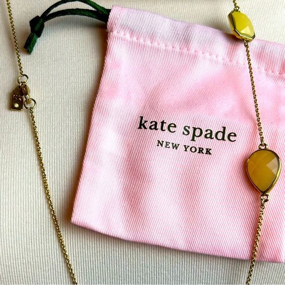 Kate Spade Like New Gold color chain w/ orange/yellow/green tinted stones. - Picture 5 of 5